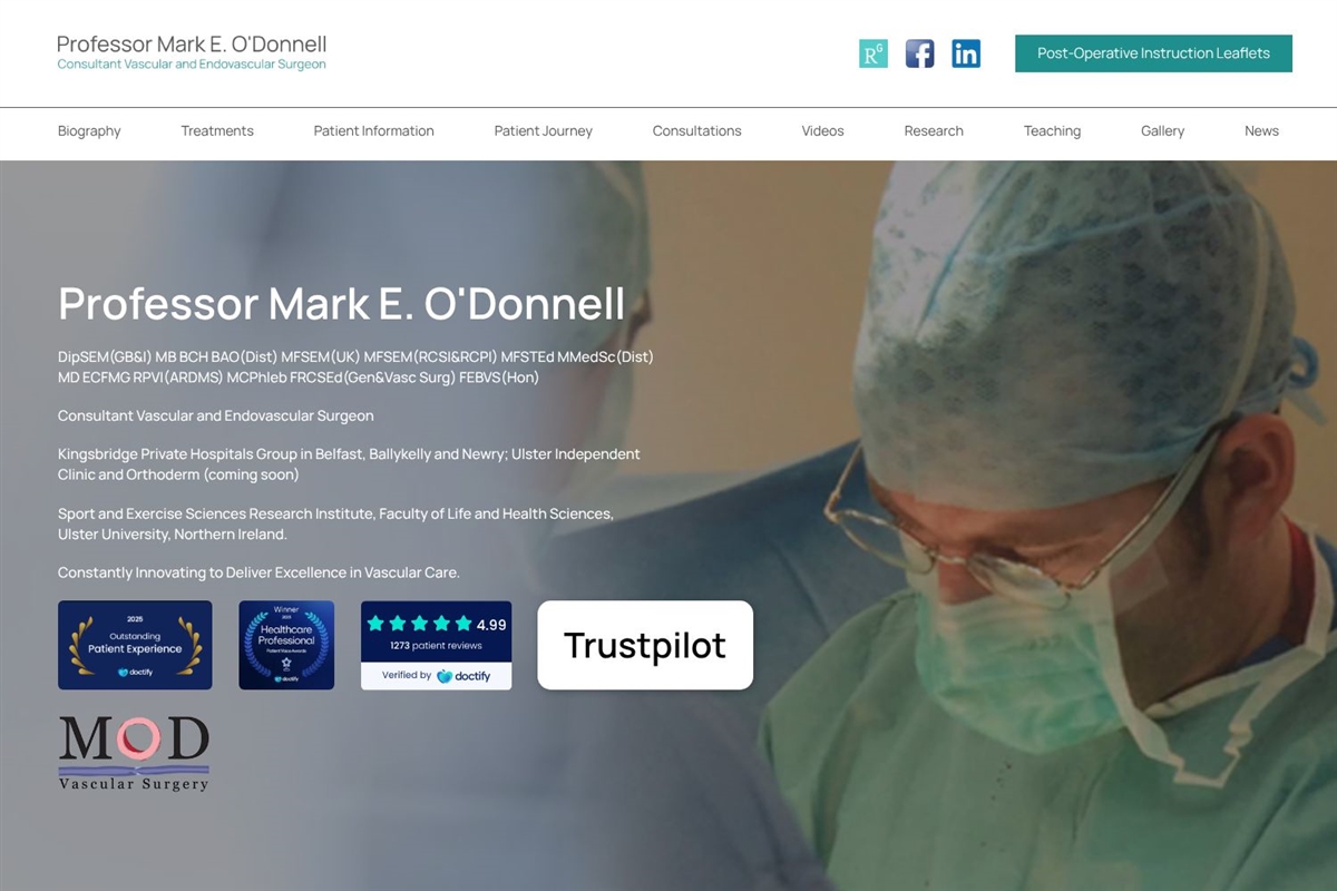 Professor Mark O'Donnell Varicose Veins and Vascular Surgery Clinic Newry